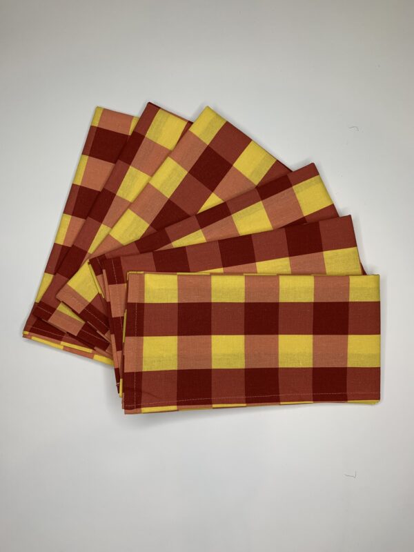Large Cotton Napkins French Cranberry Pink Yellow Check