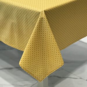 French Creme Yellow Wipeable Cotton Coated Tablecloth