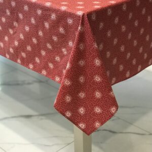 French Rouleau Rouge Wipeable Cotton Coated Tablecloth