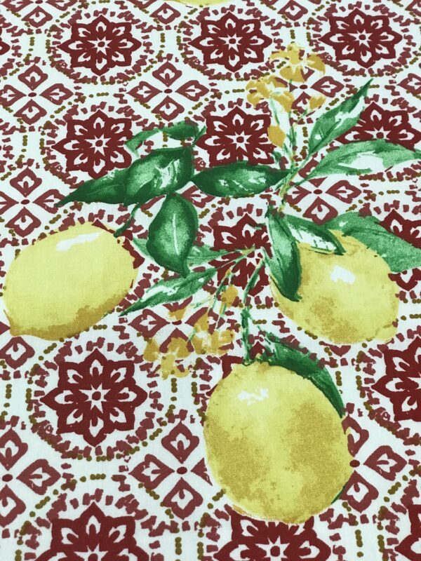 French Limoncello Rosso Wipeable Coated Cotton Tablecloth