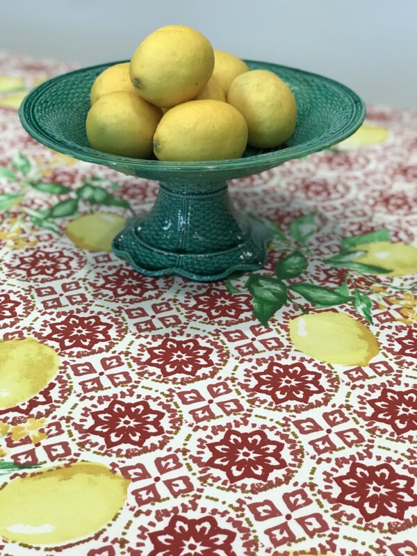 French Limoncello Rosso Coated Cotton Tablecloth