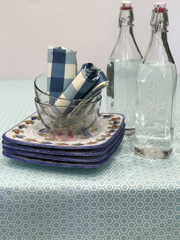 French Geometrico Mousse Wipeable Cotton Coated Tablecloth