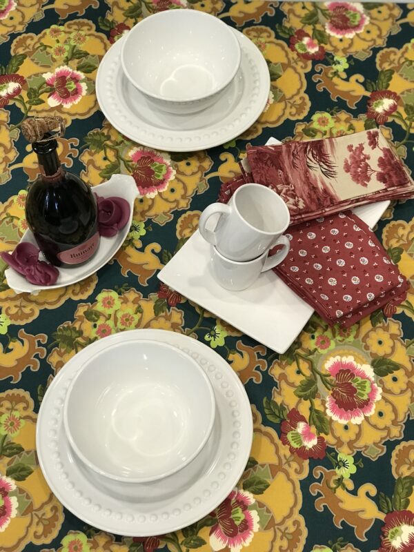 French Rue St. Honore Wipeable Cotton Coated Tablecloth