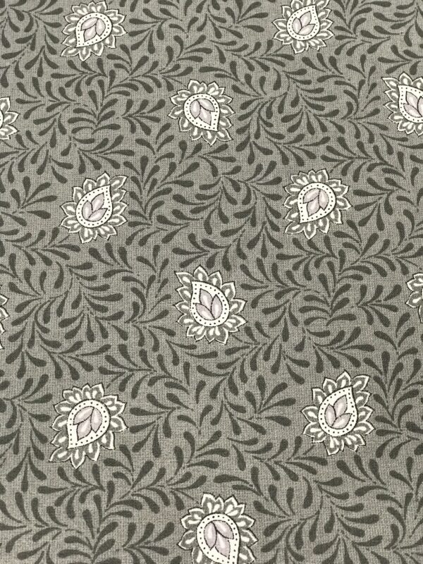 French Rouleau Grey Wipeable Cotton Coated Tablecloth