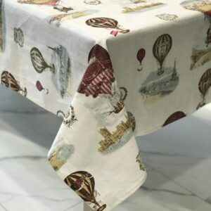 French Ballon Wipeable Linen Coated Tablecloth