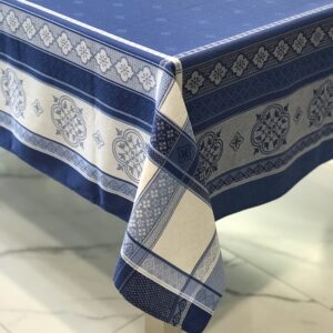French Lyon Blue Jacquard Tablecloth
