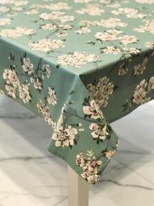 French Floraison Wipeable Cotton Coated Tablecloth