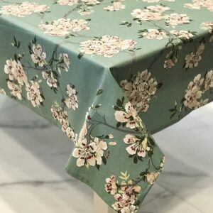 French Floraison Wipeable Cotton Coated Tablecloth