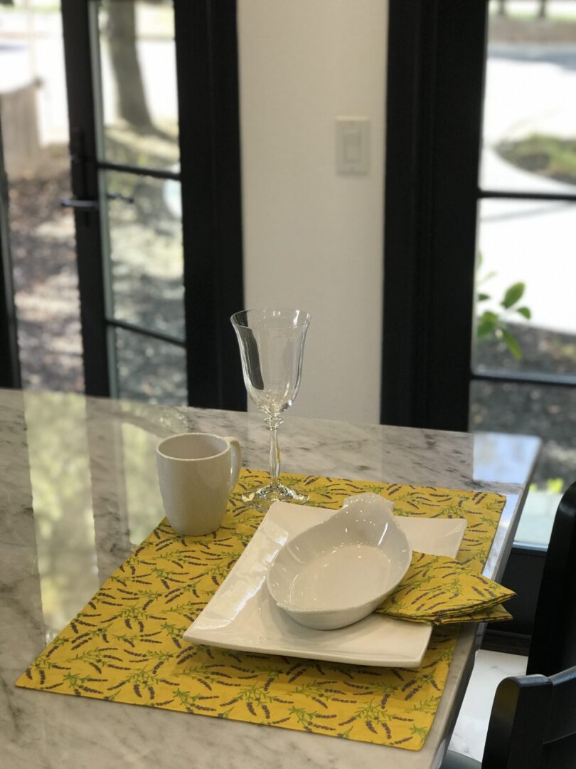 Cotton Wipeable Placemat in yellow color