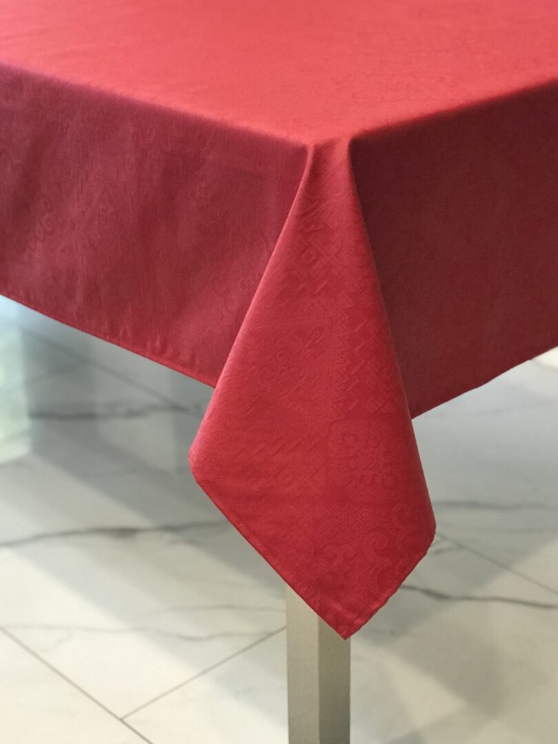 Table covered with a tablecloth