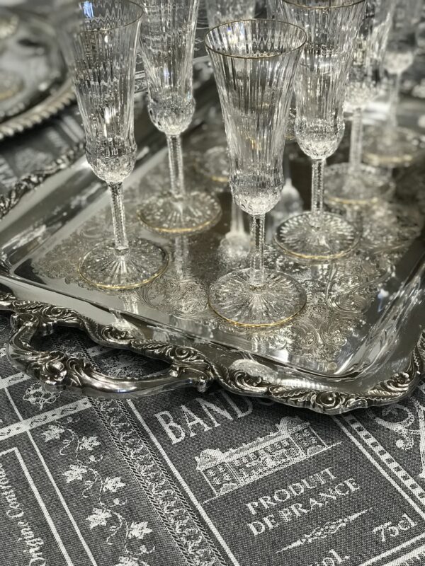 Glasses on the French Le Gayan Wipeable Jacquard Tablecloth