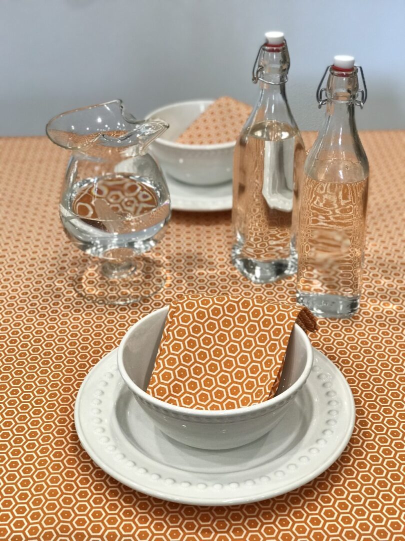 French Geometrico Zucca Wipeable Cotton Coated Tablecloth