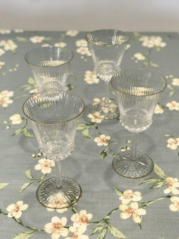 Four delicate glasses on the French Cerises Blue